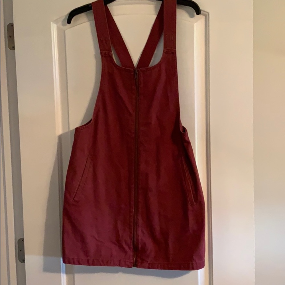 Red/pink denim zip up dress